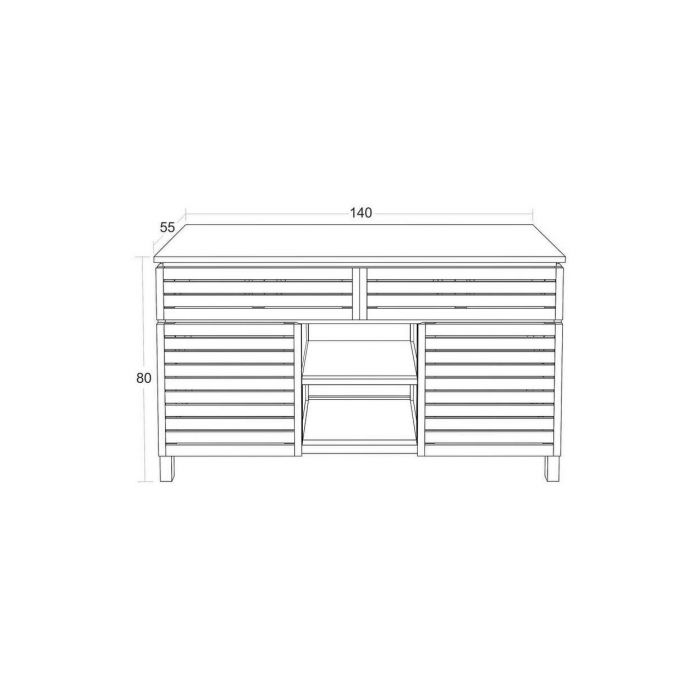 Diva Teak Large Washstand with Cupboards, Drawer and Shelves - 140cm X 80cm - 5