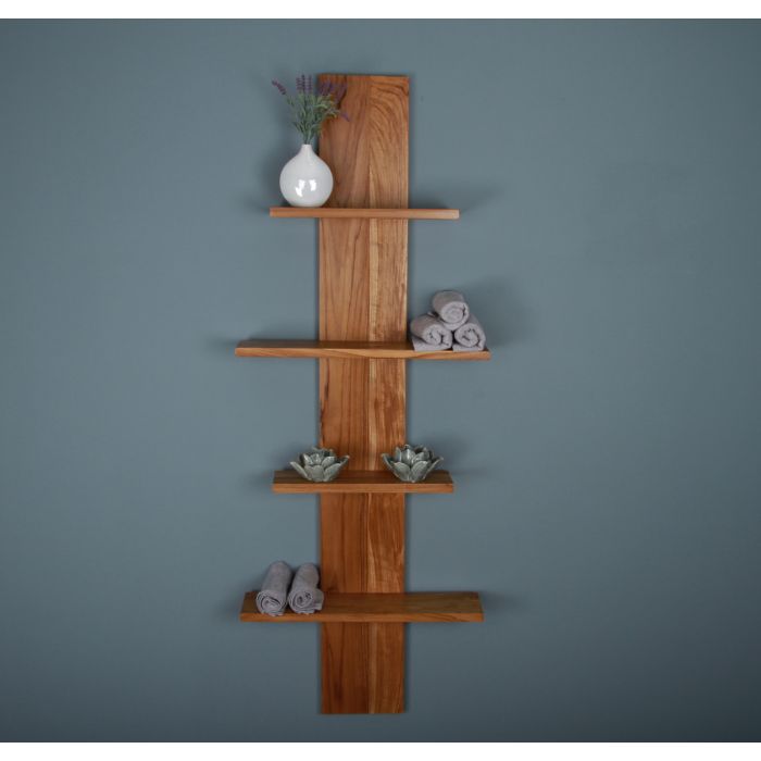 Teak Bathroom Column Shelves - 1