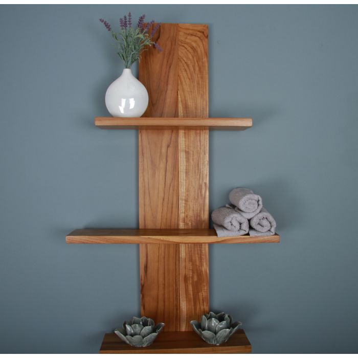 Teak Bathroom Column Shelves - 2