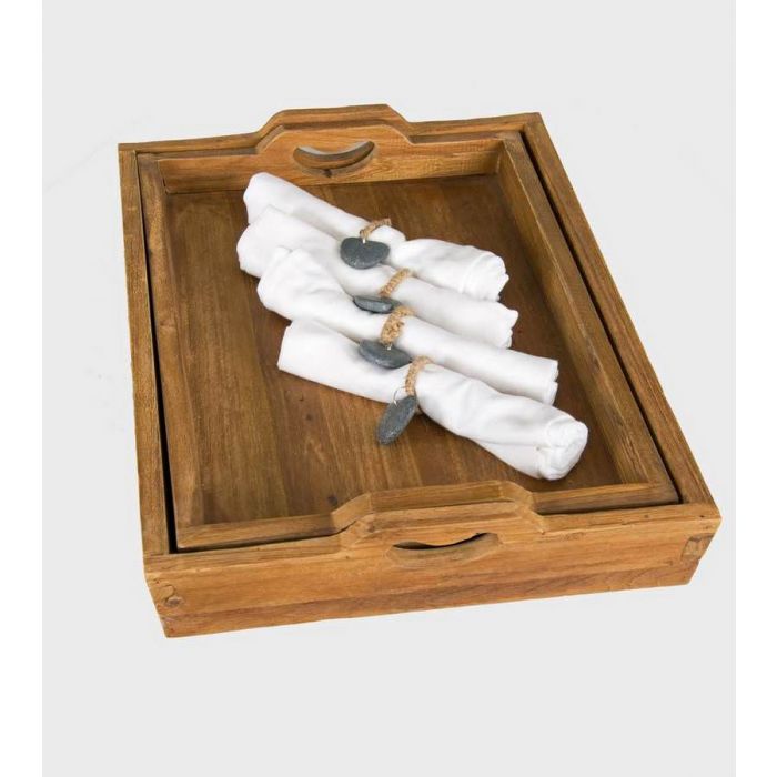 Solid Reclaimed Teak Serving Tray - 5