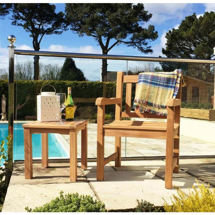 Traditional Teak Garden Armchair with Coffee Table - 1