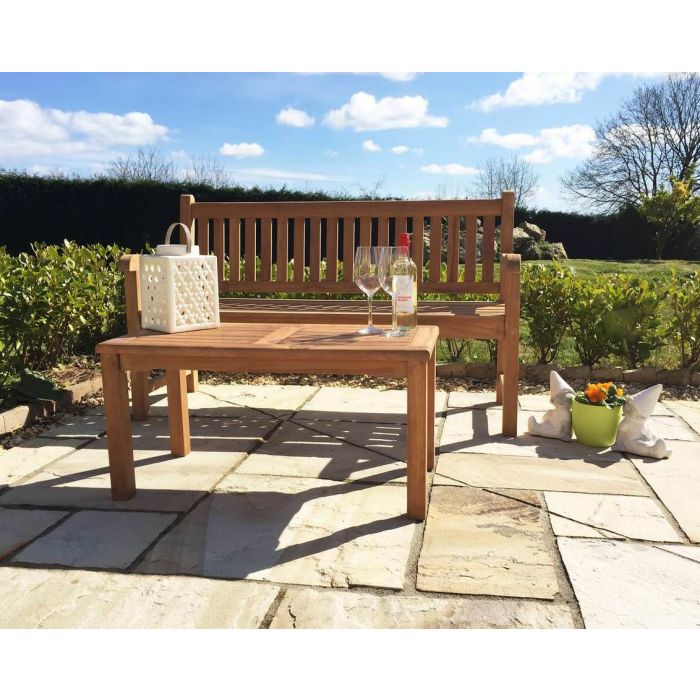 Richmond Teak Garden Bench & Teak Coffee Table Set - 3