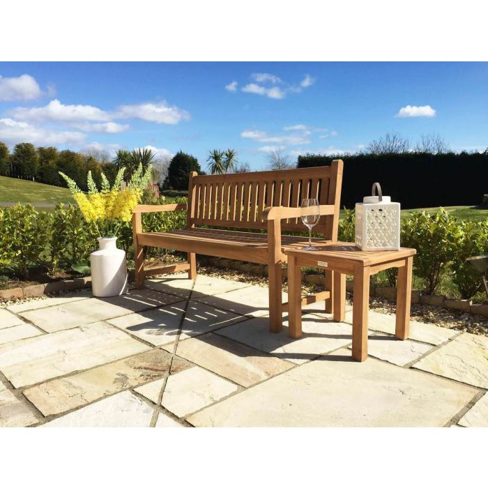Richmond Teak Garden Bench & Teak Coffee Table Set - 5