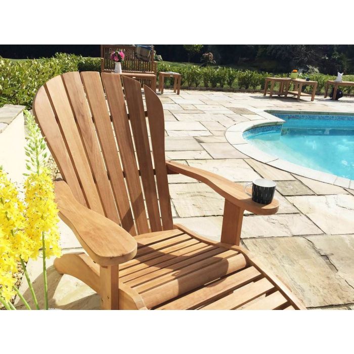 Teak Adirondack Chair with Footstool - 2