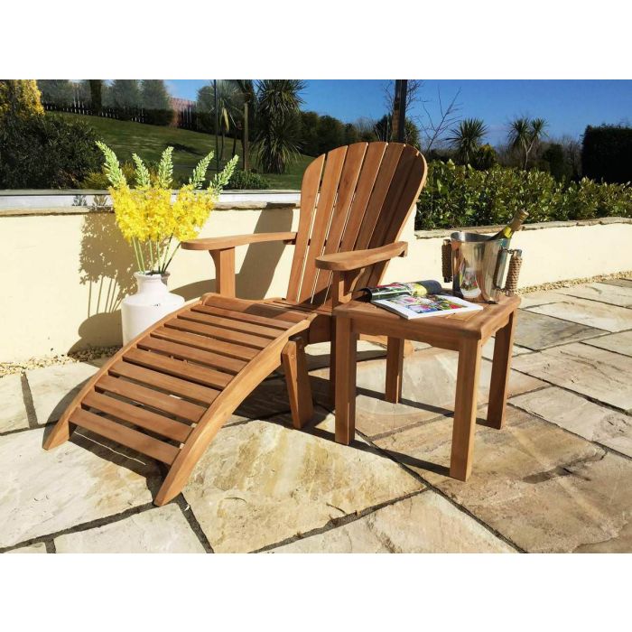 Teak Adirondack Chair with Footstool - 3