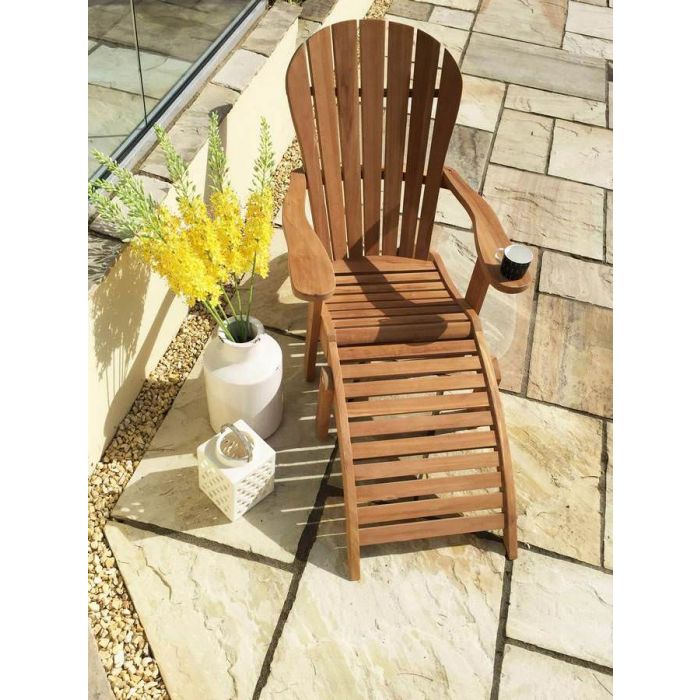 Teak Adirondack Chair with Footstool - 1