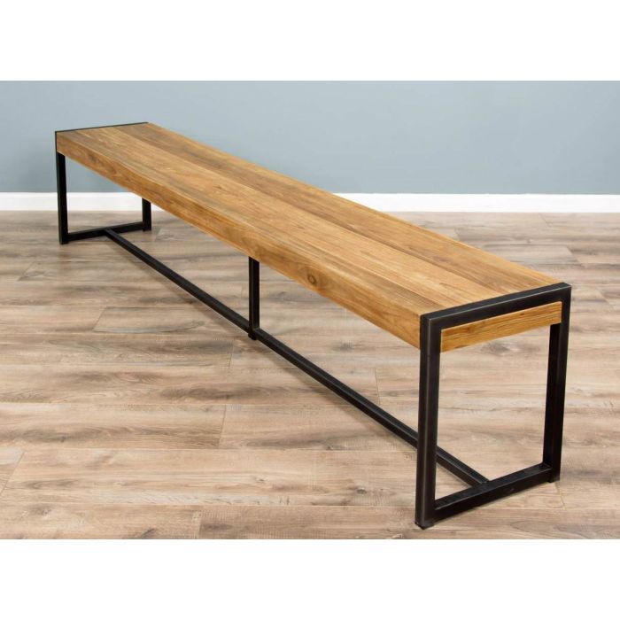 2.4m Reclaimed Teak Urban Fusion Cross Dining Table with One Backless Bench and 3 Scandi Armchairs - 16