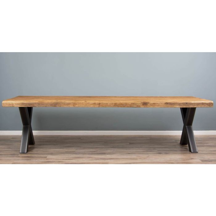 3m Reclaimed Teak Urban Fusion Cross Dining Table with Ten Velveteen Ring Back Dining Chairs  - 16