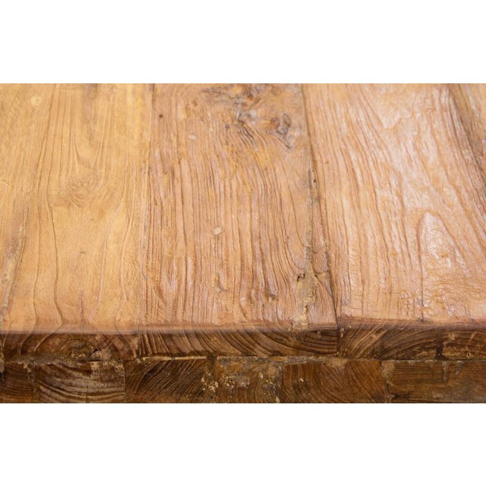 3m Reclaimed Teak Urban Fusion Cross Dining Table with One Backless Bench and 5 Zorro Dining Chairs - 18