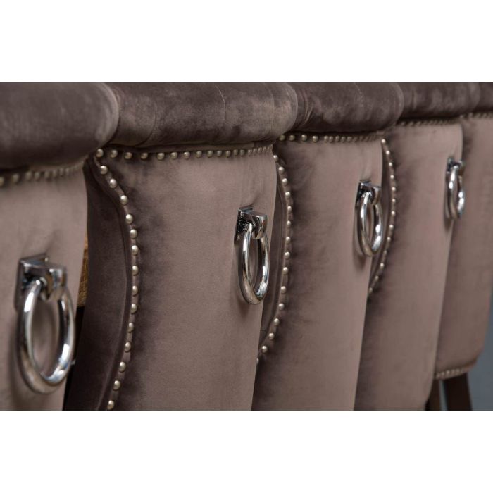 3m Reclaimed Teak Urban Fusion Cross Dining Table with Ten Velveteen Ring Back Dining Chairs  - 4