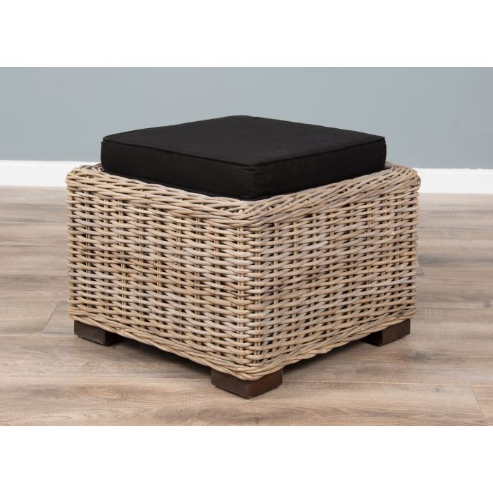 Donna Natural Wicker Armchair with Inset Cushion Footstool  - 2