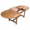 1m x 1.8m-2.4m Teak Oval Extending Table with 8 Kiffa Folding Chairs - 1