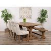 2m Reclaimed Teak Dinklik Dining Table with 1 Backless Bench & 3 Windsor Ring Back Chairs    - 0