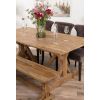 2m Reclaimed Teak Dinklik Dining Table with 1 Backless Bench & 3 Velvet Ring Back Chairs    - 3