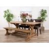 2m Reclaimed Teak Dinklik Dining Table with 1 Backless Bench & 3 Velvet Ring Back Chairs    - 1