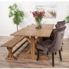 2m Reclaimed Teak Dinklik Dining Table with 1 Backless Bench & 3 Velvet Ring Back Chairs    - 0