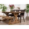 2m Reclaimed Teak Dinklik Dining Table with 1 Backless Bench & 3 Velvet Ring Back Chairs    - 2