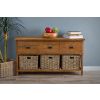 Reclaimed Teak 3 Drawer 3 Basket Storage Unit - 126cm - 0