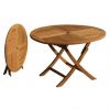 1.2m Teak Circular Folding Table with 4 Classic Folding Chairs / Armchairs - 1