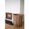 Pair of Natural Wicker Circular Log Baskets with Rope Handles - 3