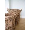 Pair of Natural Wicker Circular Log Baskets with Rope Handles - 4