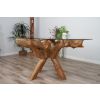 1.5m x 1.2m Reclaimed Teak Root Oval Dining Table with 4 Santos Chairs - 4