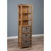 Reclaimed Teak Storage Unit with 3 Shelves plus 3 Natural Wicker Basket - 2