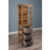 Reclaimed Teak Storage Unit with 3 Shelves plus 3 Natural Wicker Basket - 3