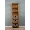 Reclaimed Teak Storage Unit with 3 Shelves plus 3 Natural Wicker Basket - 0