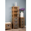 Reclaimed Teak Storage Unit with 3 Shelves plus 3 Natural Wicker Basket - 1