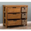 Reclaimed Teak 3 Drawer 3 Basket Storage Unit - 90cm - 1