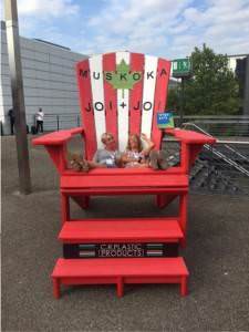 red and white adirondack chair